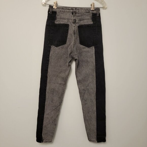 Adika Jeans Colorblock Two Tone Black Gray Retro 80s‎ 90s Y2K Womens Size Small - Picture 3 of 13